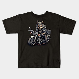 Fox Biker Retro Motorcycle Kids T-Shirt